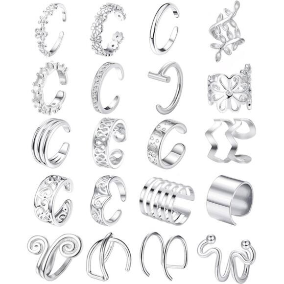 20Pcs Adjustable Ear Cuffs Earrings Set for Women Stainless Steel - Picture 1 of 7